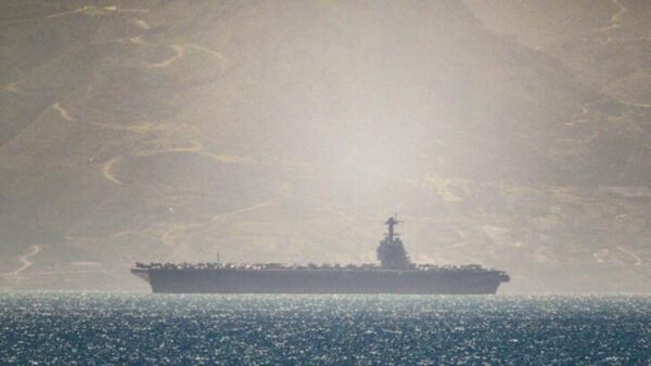 USS Ford entering the Mediterranean.