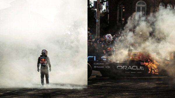 Yuki Tsunoda's Red Bull caught fire during his San Francisco showrun