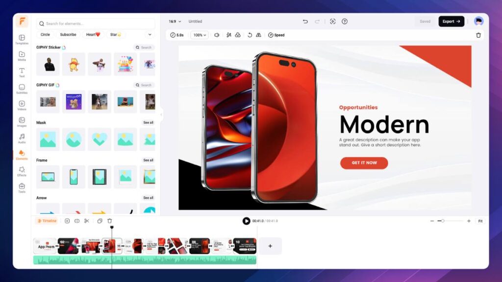 FlexClip Editing Timeline