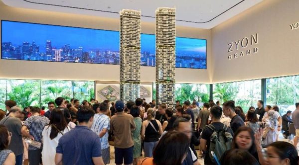 Buyers looking at the Zyon Grand sales gallery over the weekend launch.