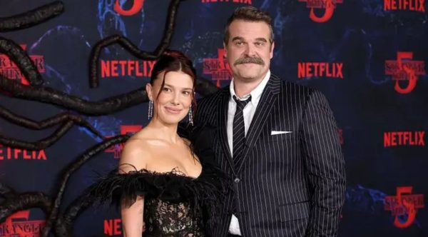 David Harbour with Millie Bobby Brown