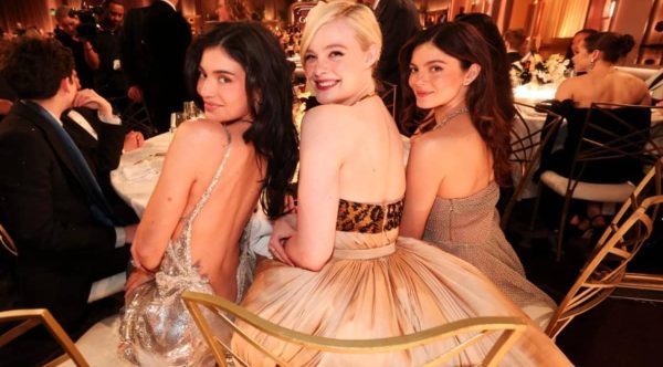 Kylie Jenner, Elle Fanning and Monica Barbaro caught up during a commercial break