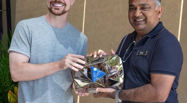 MrBeast Receives Custom 400 Million Subscriber Play Button from YouTube CEO